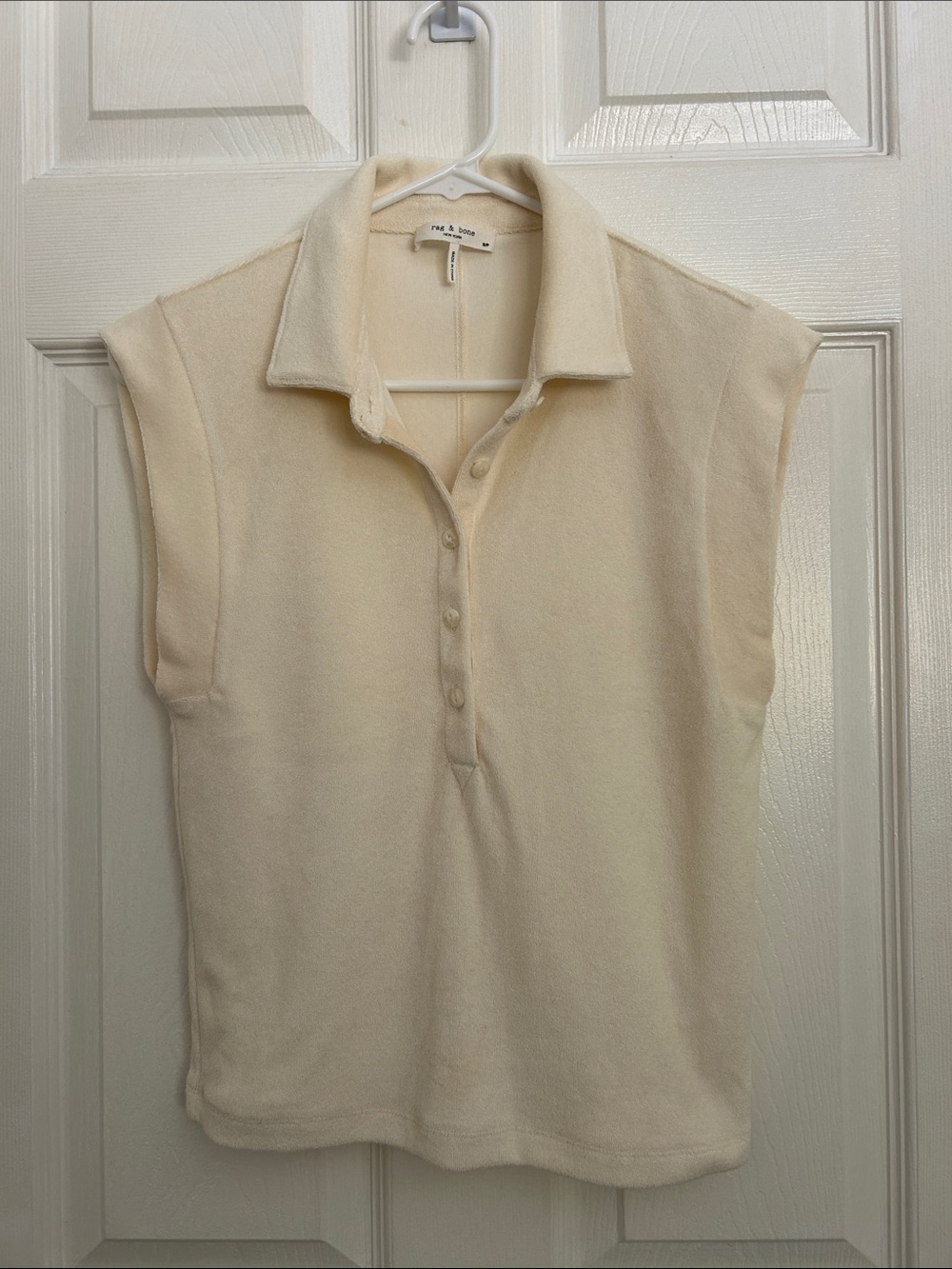 rag & bone Cream Sleeveless Polo Tank